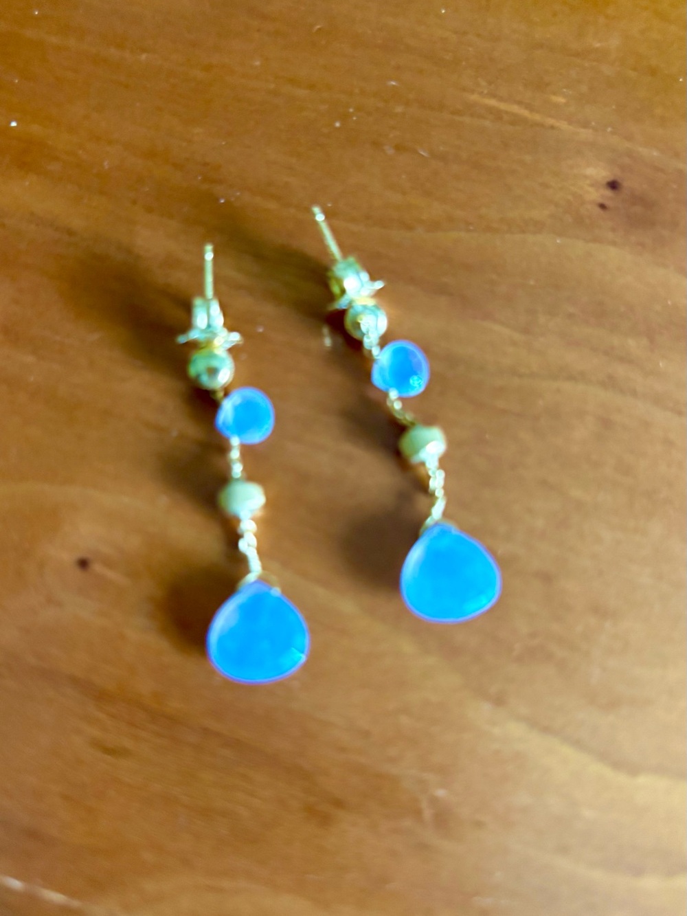 Authentic Marco Bicego Blue Teardrop Dangle Earrings. 18k gold - Picture 2 of 3